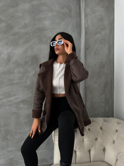 Manteau doux et chaud en daim/suedine effet mouton MRZ Line